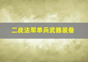 二战法军单兵武器装备