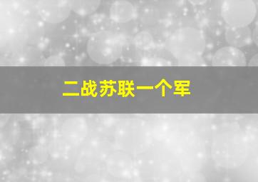 二战苏联一个军