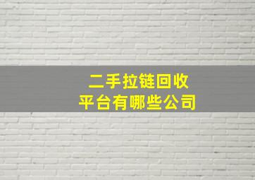 二手拉链回收平台有哪些公司