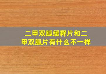 二甲双胍缓释片和二甲双胍片有什么不一样