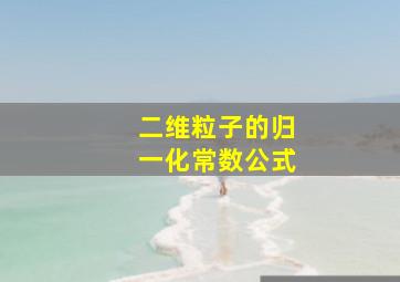 二维粒子的归一化常数公式