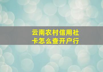 云南农村信用社卡怎么查开户行