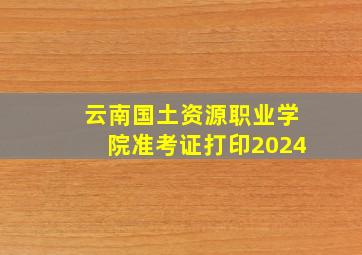 云南国土资源职业学院准考证打印2024