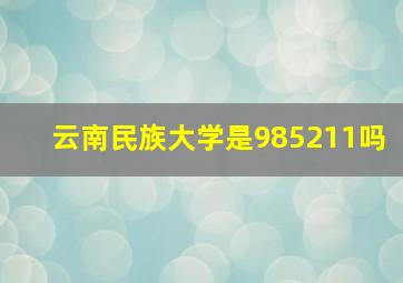 云南民族大学是985211吗