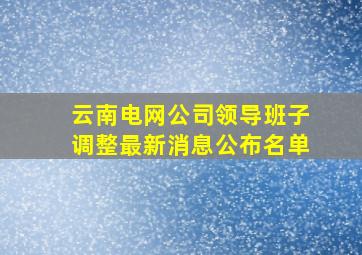 云南电网公司领导班子调整最新消息公布名单