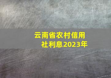 云南省农村信用社利息2023年