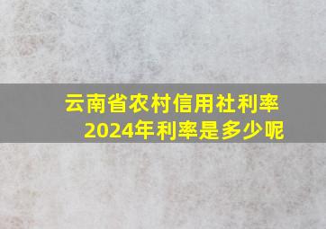 云南省农村信用社利率2024年利率是多少呢