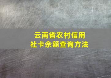 云南省农村信用社卡余额查询方法