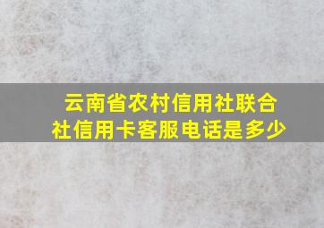 云南省农村信用社联合社信用卡客服电话是多少