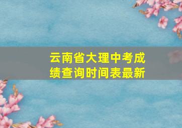 云南省大理中考成绩查询时间表最新