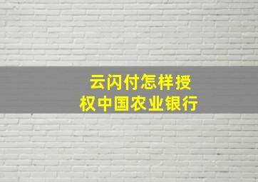 云闪付怎样授权中国农业银行