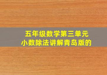 五年级数学第三单元小数除法讲解青岛版的