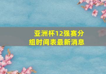 亚洲杯12强赛分组时间表最新消息