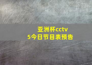 亚洲杯cctv5今日节目表预告