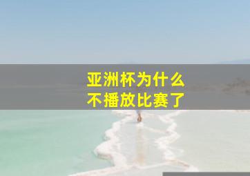 亚洲杯为什么不播放比赛了