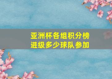 亚洲杯各组积分榜进级多少球队参加