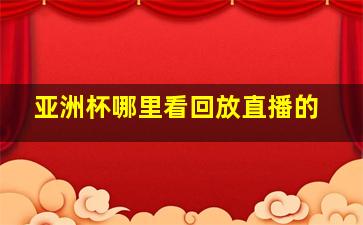 亚洲杯哪里看回放直播的