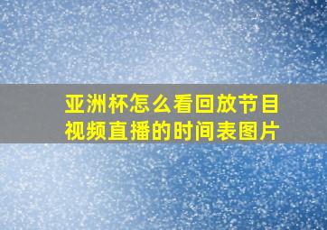 亚洲杯怎么看回放节目视频直播的时间表图片