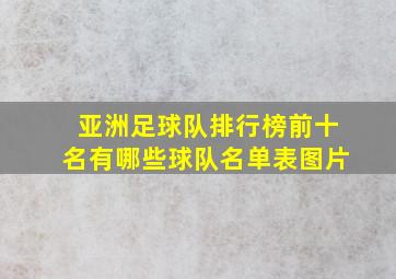 亚洲足球队排行榜前十名有哪些球队名单表图片