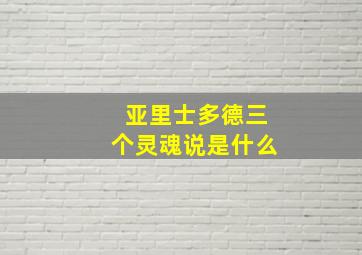 亚里士多德三个灵魂说是什么