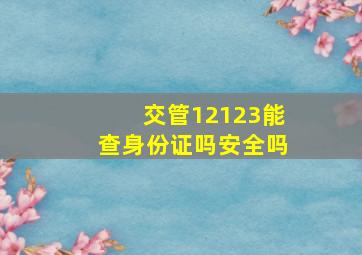 交管12123能查身份证吗安全吗