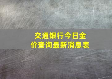 交通银行今日金价查询最新消息表