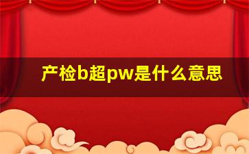 产检b超pw是什么意思