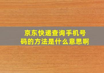 京东快递查询手机号码的方法是什么意思啊