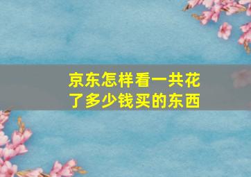 京东怎样看一共花了多少钱买的东西