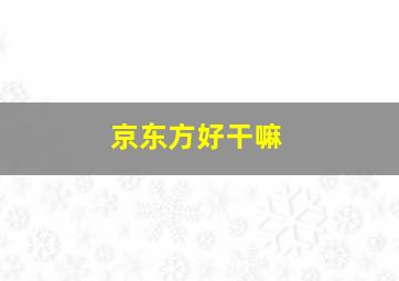 京东方好干嘛