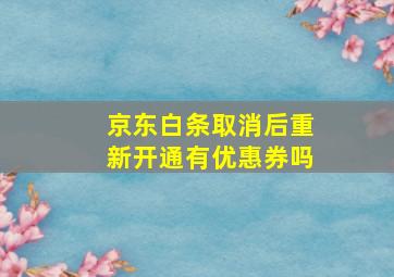 京东白条取消后重新开通有优惠券吗