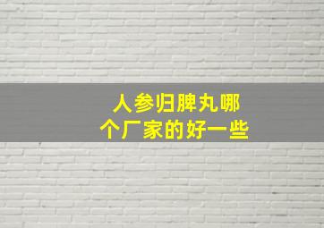 人参归脾丸哪个厂家的好一些