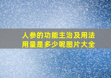 人参的功能主治及用法用量是多少呢图片大全