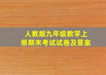 人教版九年级数学上册期末考试试卷及答案