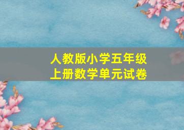 人教版小学五年级上册数学单元试卷