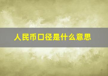 人民币口径是什么意思