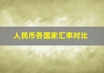 人民币各国家汇率对比