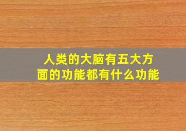 人类的大脑有五大方面的功能都有什么功能