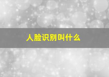 人脸识别叫什么