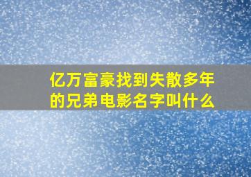 亿万富豪找到失散多年的兄弟电影名字叫什么