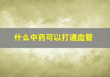 什么中药可以打通血管