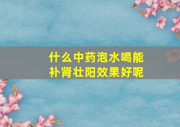 什么中药泡水喝能补肾壮阳效果好呢