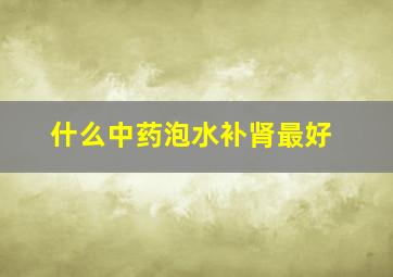 什么中药泡水补肾最好