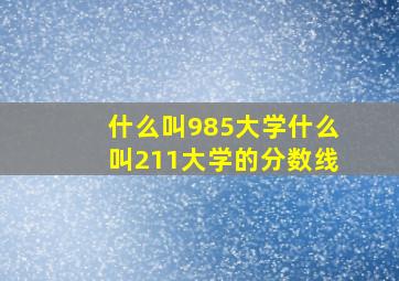 什么叫985大学什么叫211大学的分数线