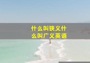 什么叫狭义什么叫广义英语