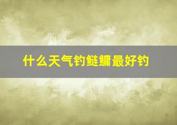 什么天气钓鲢鳙最好钓