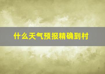 什么天气预报精确到村