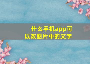 什么手机app可以改图片中的文字