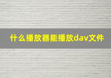 什么播放器能播放dav文件