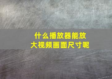 什么播放器能放大视频画面尺寸呢